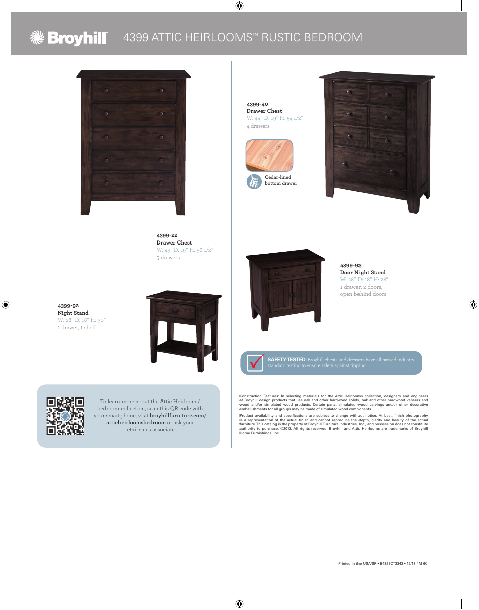 4399 attic heirlooms, Rustic bedroom | Broyhill ATTIC HEIRLOOMS DRESSER MIRROR Product Details User Manual | Page 8 / 8