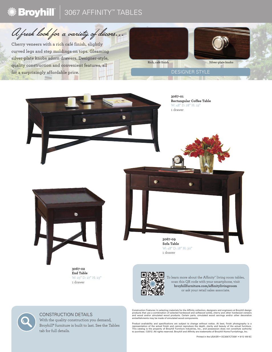 A fresh look for a variety of décors, 3067 affinity, Tables | Broyhill AFFINITY END TABLE Product Details User Manual | Page 2 / 2