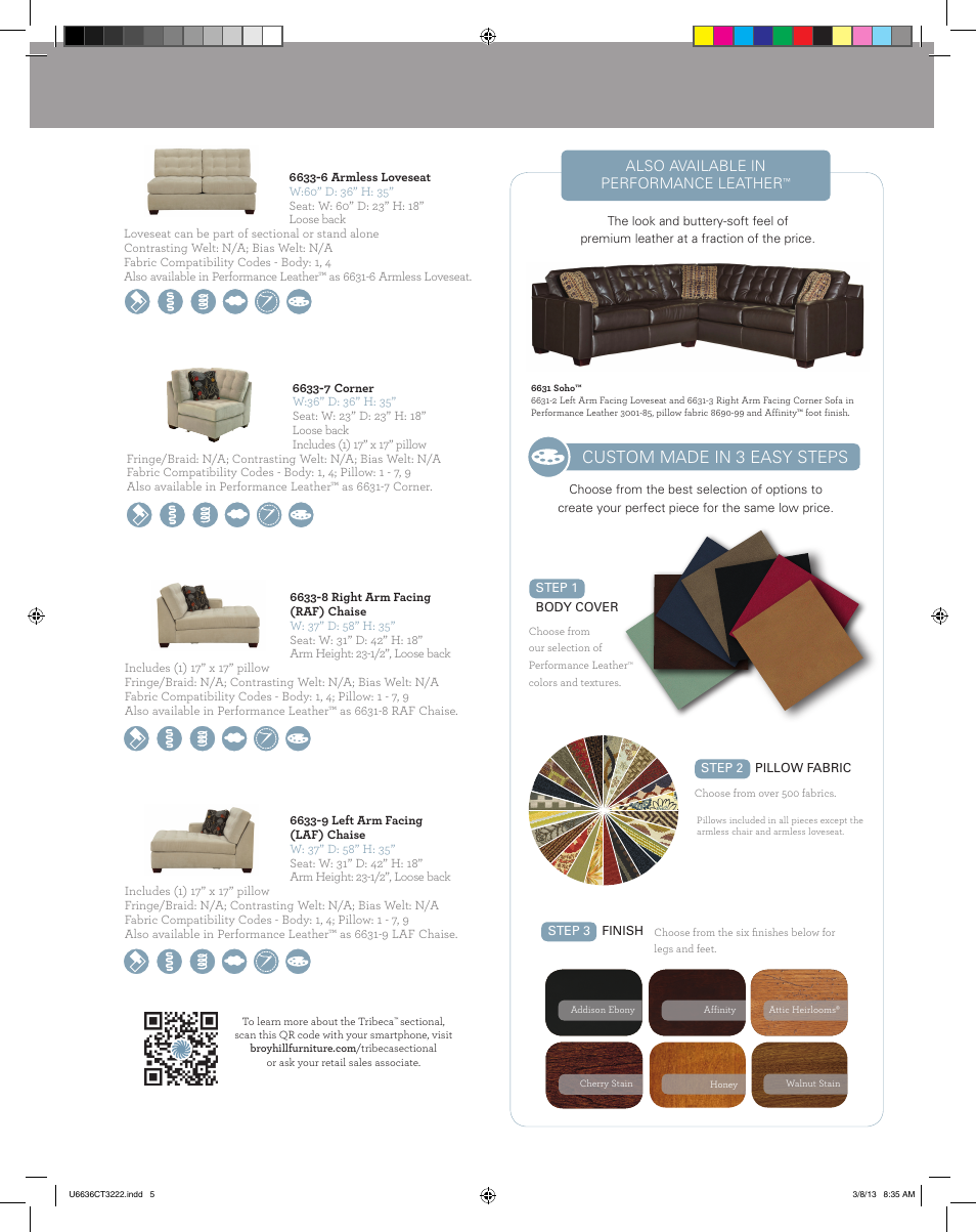 Custom made in 3 easy steps | Broyhill TRIBECA SECTIONAL, OTTOMAN Product Details User Manual | Page 3 / 4