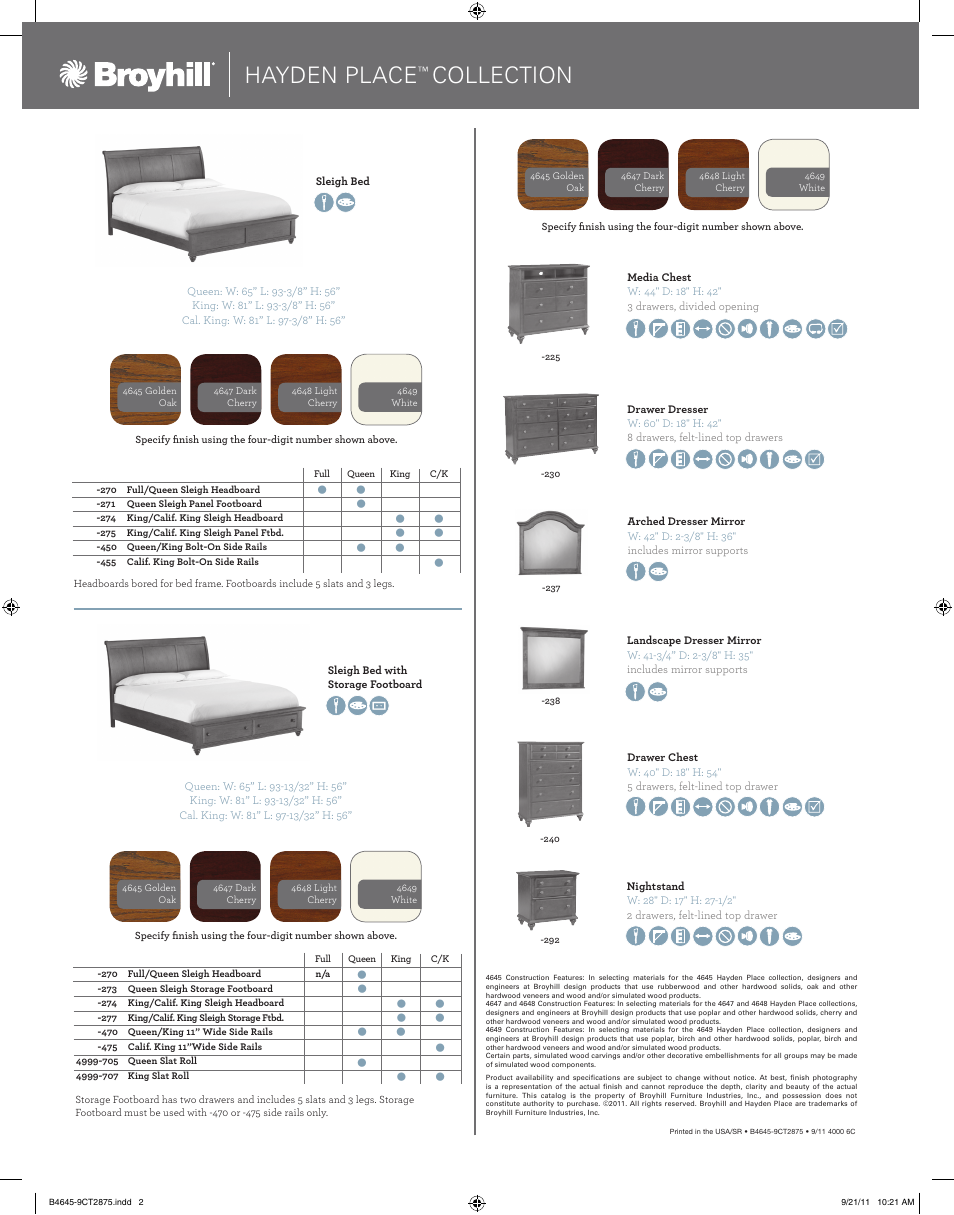 Hayden place, Collection | Broyhill HAYDEN PLACE ARCHED MIRROR Product Details User Manual | Page 4 / 4