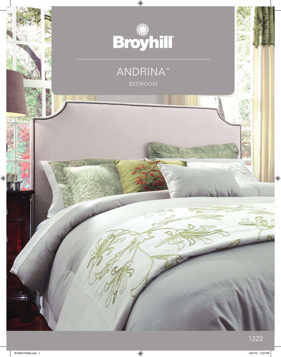 Broyhill ANDRINA UPHOLSTERED BED Product Details User Manual | 8 pages