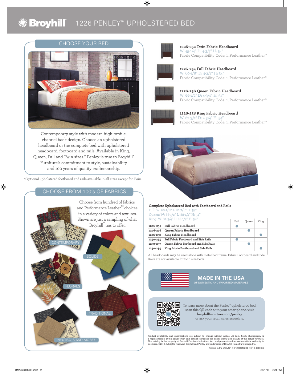 1226 penley, Upholstered bed | Broyhill ANDRINA UPHOLSTERED BED Product Details User Manual | Page 8 / 8