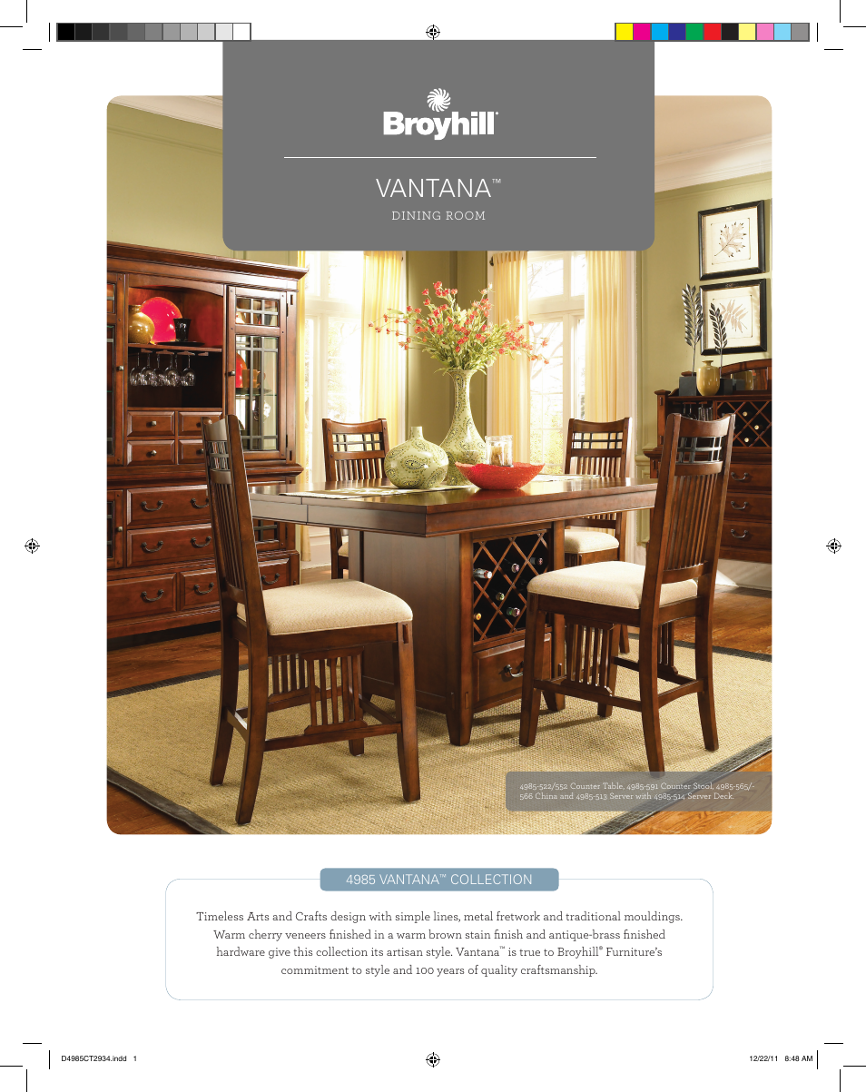 Broyhill VANTANA SERVER Product Details User Manual | 2 pages