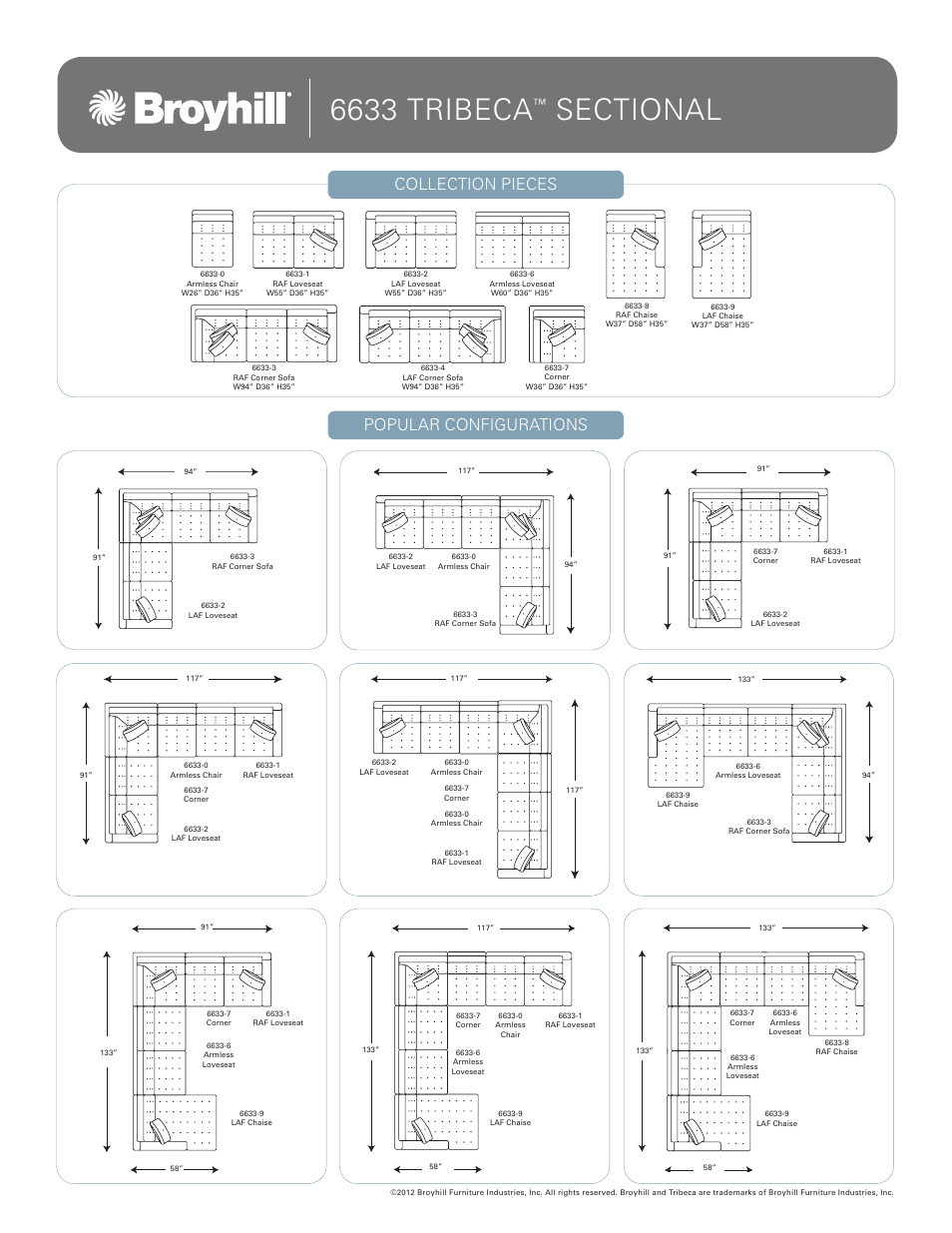 Broyhill TRIBECA SECTIONAL Configurations User Manual | 1 page