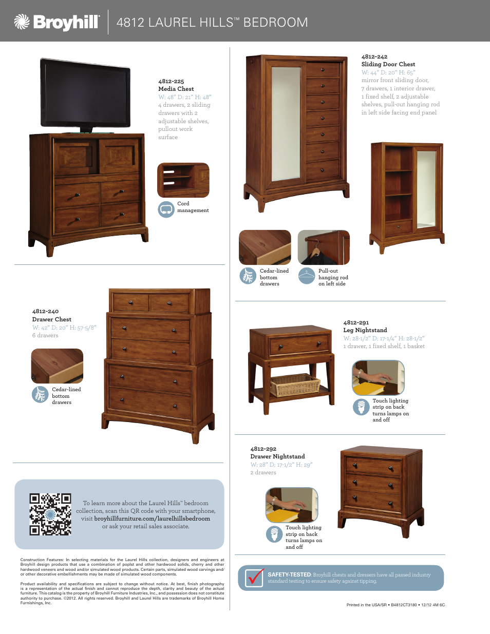 4812 laurel hills, Bedroom | Broyhill LAUREL HILLS DRAWER DRESSER, CHEST, NIGHTSTAND Product Details User Manual | Page 4 / 4