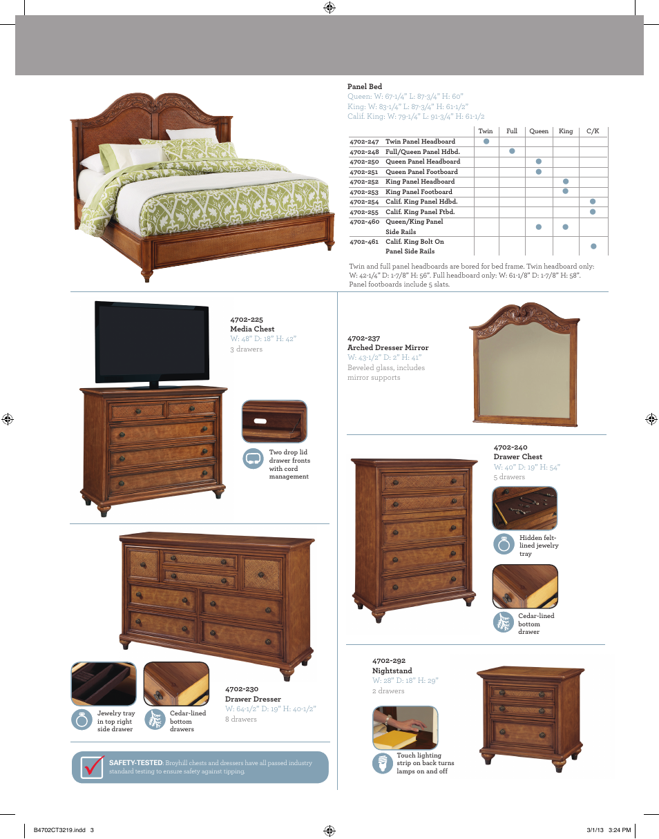 Broyhill SAMANA COVE DRAWER DRESSER, CHEST, NIGHTSTAND Product Details User Manual | Page 3 / 4