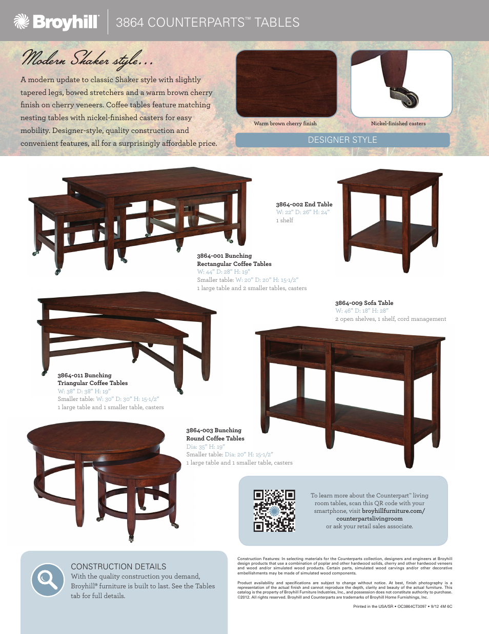 Modern shaker style, 3864 counterparts, Tables | Broyhill COUNTERPARTS END TABLE Product Details User Manual | Page 2 / 2