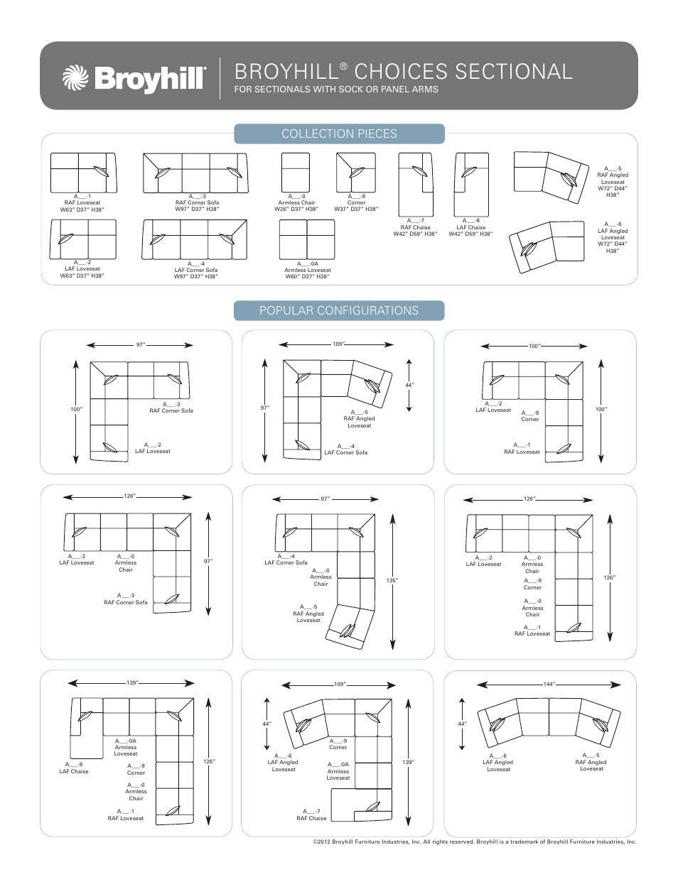 Broyhill CHOICES SECTIONAL (DESIGN YOUR OWN) Configurations User Manual | 2 pages