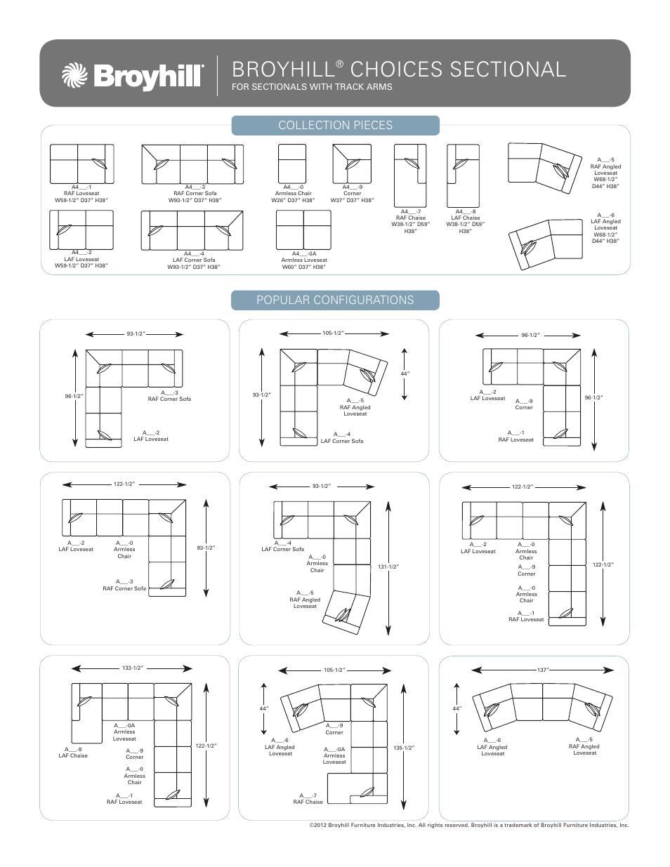 Broyhill, Collection pieces, Popular configurations | Broyhill CHOICES SECTIONAL (DESIGN YOUR OWN) Configurations User Manual | Page 2 / 2