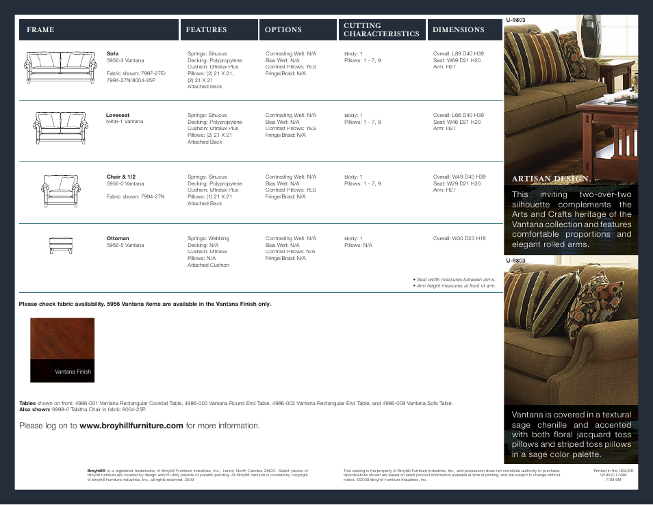 Artisan design | Broyhill VANTANA RECTANGULAR END TABLE Product Details User Manual | Page 2 / 2