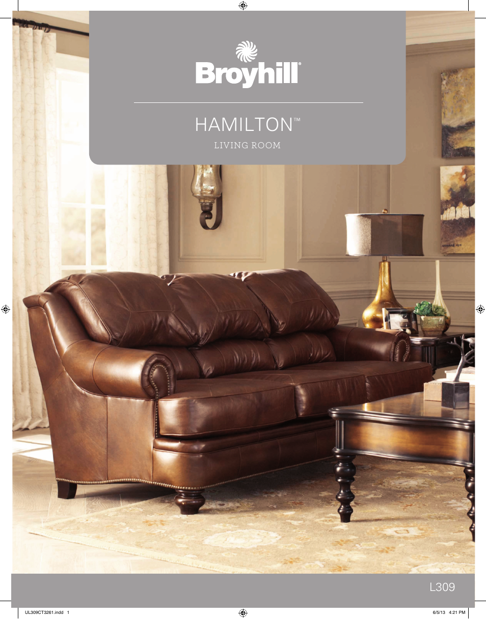 Broyhill HAMILTON LEATHER SOFA, CHAIRS Product Details User Manual | 2 pages