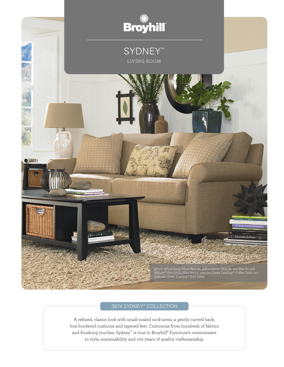 Broyhill SYDNEY SOFA, CHAIRS, OTTOMAN Product Details User Manual | 2 pages