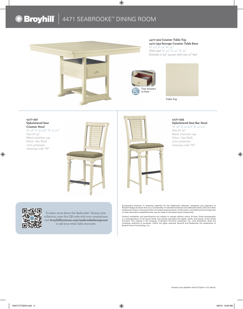 4471 seabrooke, Dining room | Broyhill SEABROOKE SERVER Product Details User Manual | Page 4 / 4