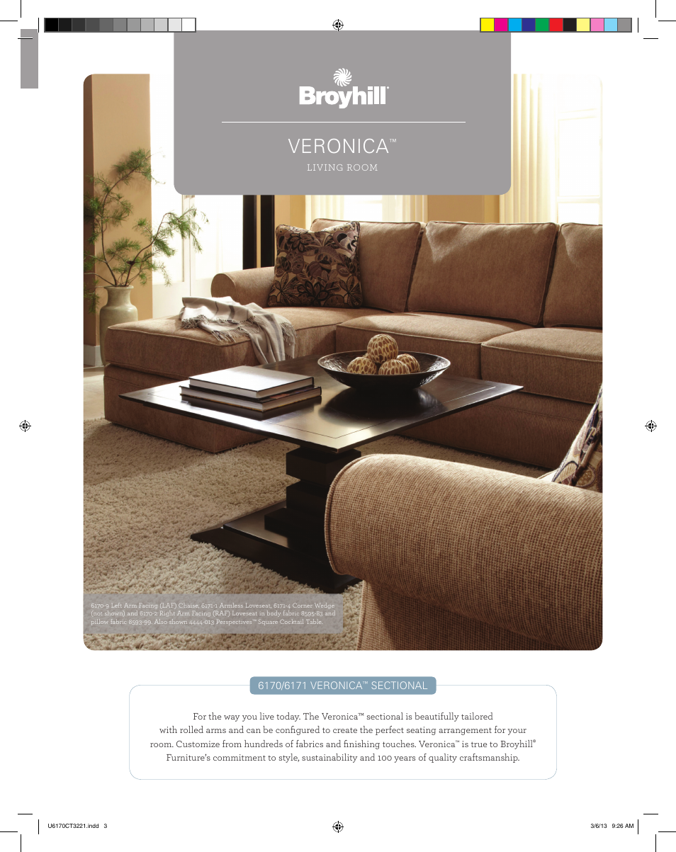 Broyhill VERONICA SECTIONAL Product Details User Manual | 4 pages