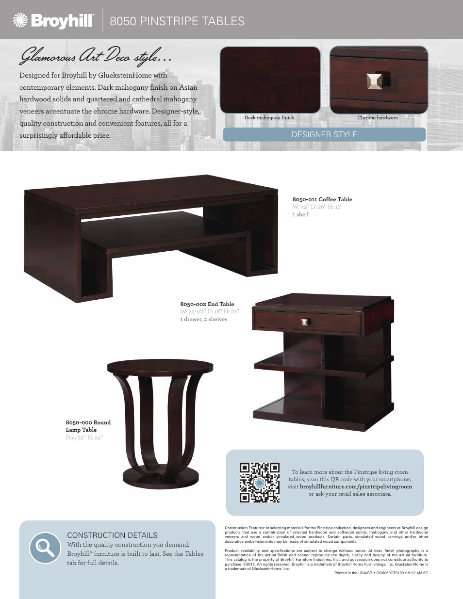 Glamorous art deco style, 8050 pinstripe tables | Broyhill PINSTRIPE END TABLE Product Details User Manual | Page 2 / 2
