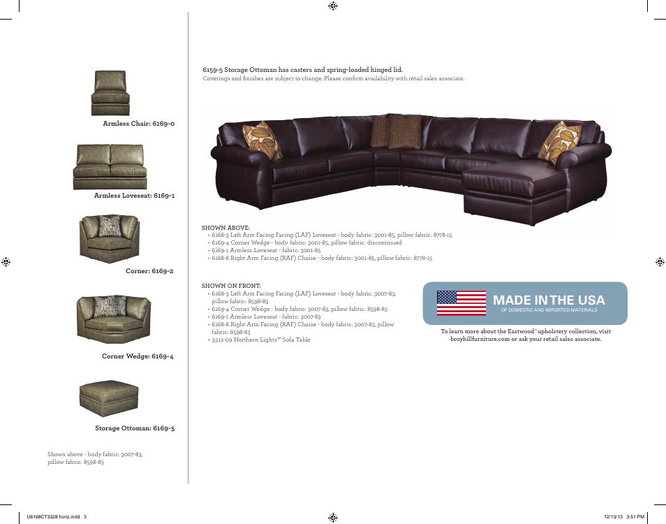 Made in the usa | Broyhill EASTWOOD SECTIONAL Product Details User Manual | Page 3 / 4