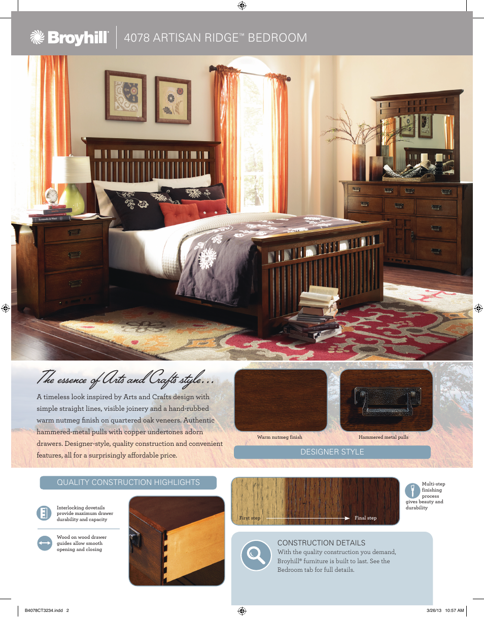 The essence of arts and crafts style, 4078 artisan ridge, Bedroom | Broyhill ARTISAN RIDGE LANDSCAPE DRESSER MIRROR Product Details User Manual | Page 2 / 4