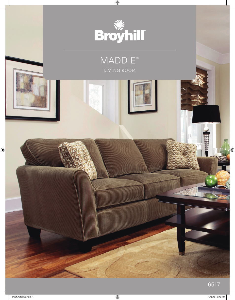 Broyhill MADDIE APARTMENT SOFA, CHAIRS Product Details User Manual | 2 pages