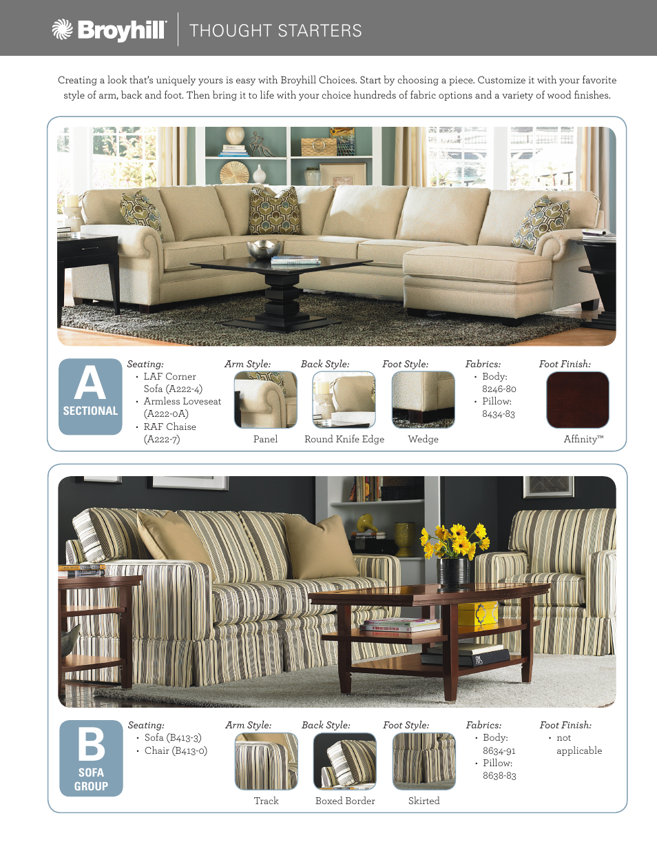 Thought starters | Broyhill CHOICES SECTIONAL, CHAIRS, OTTOMAN (DESIGN YOUR OWN) Product Details User Manual | Page 3 / 8