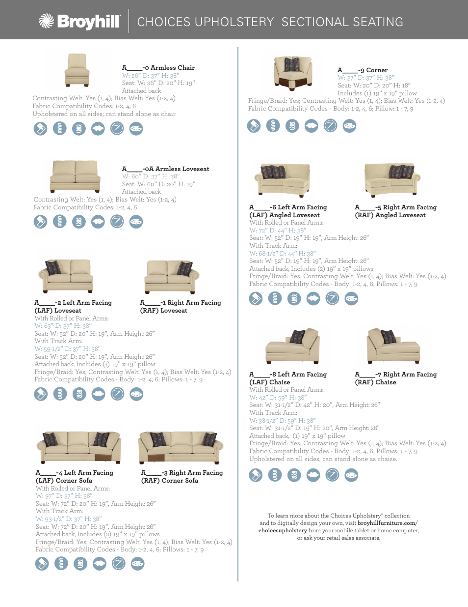 Broyhill CHOICES SECTIONAL, CHAIRS, OTTOMAN (DESIGN YOUR OWN) Product Details User Manual | Page 5 / 8