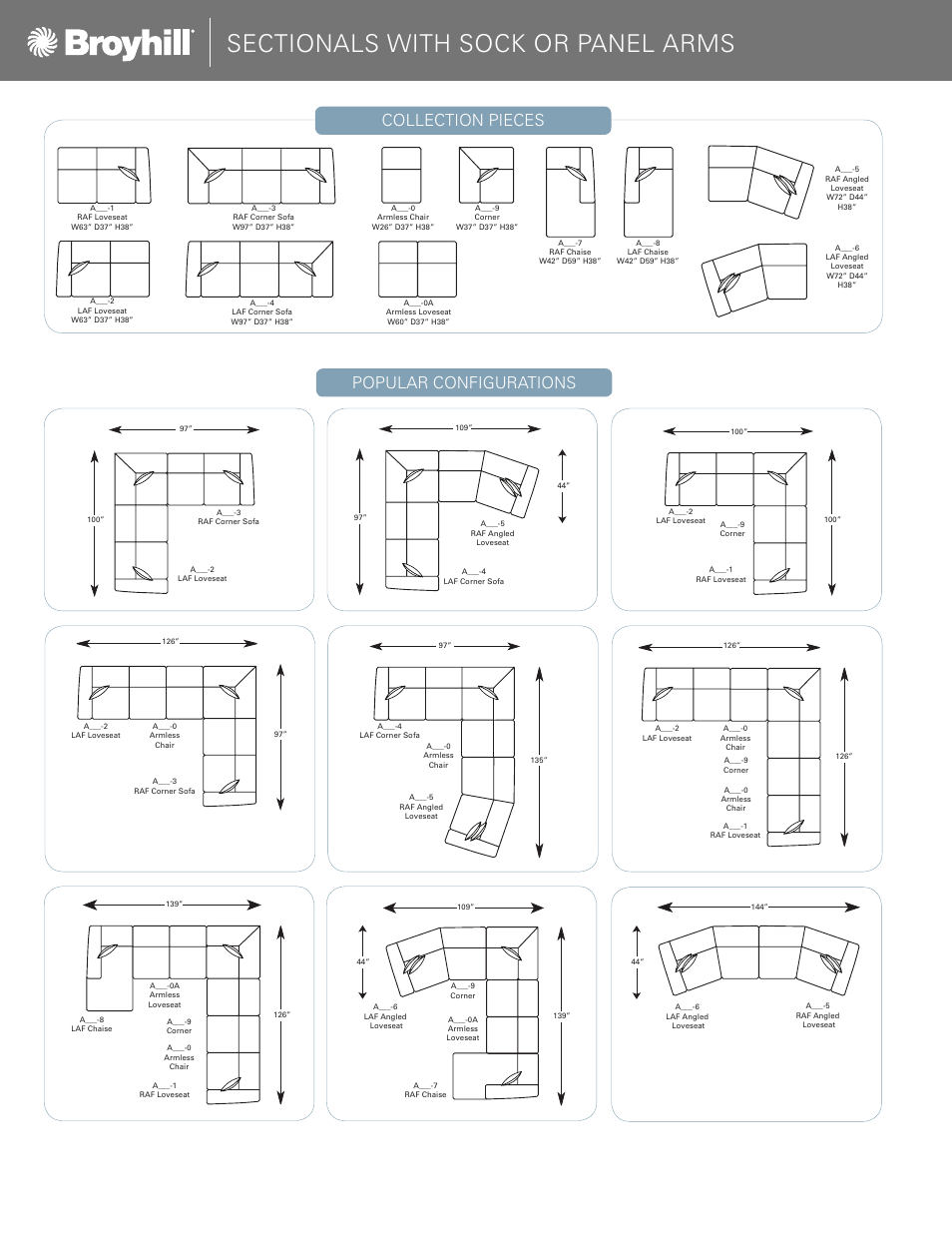 Collection pieces, Popular configurations | Broyhill CHOICES SECTIONAL, CHAIRS, OTTOMAN (DESIGN YOUR OWN) Product Details User Manual | Page 6 / 8