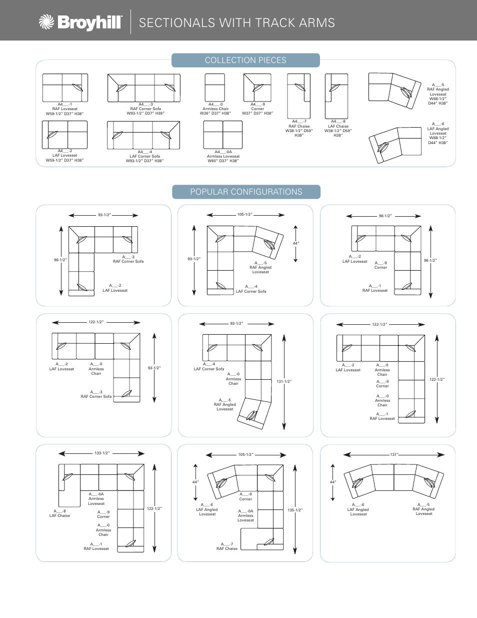 Collection pieces, Popular configurations | Broyhill CHOICES SECTIONAL, CHAIRS, OTTOMAN (DESIGN YOUR OWN) Product Details User Manual | Page 7 / 8