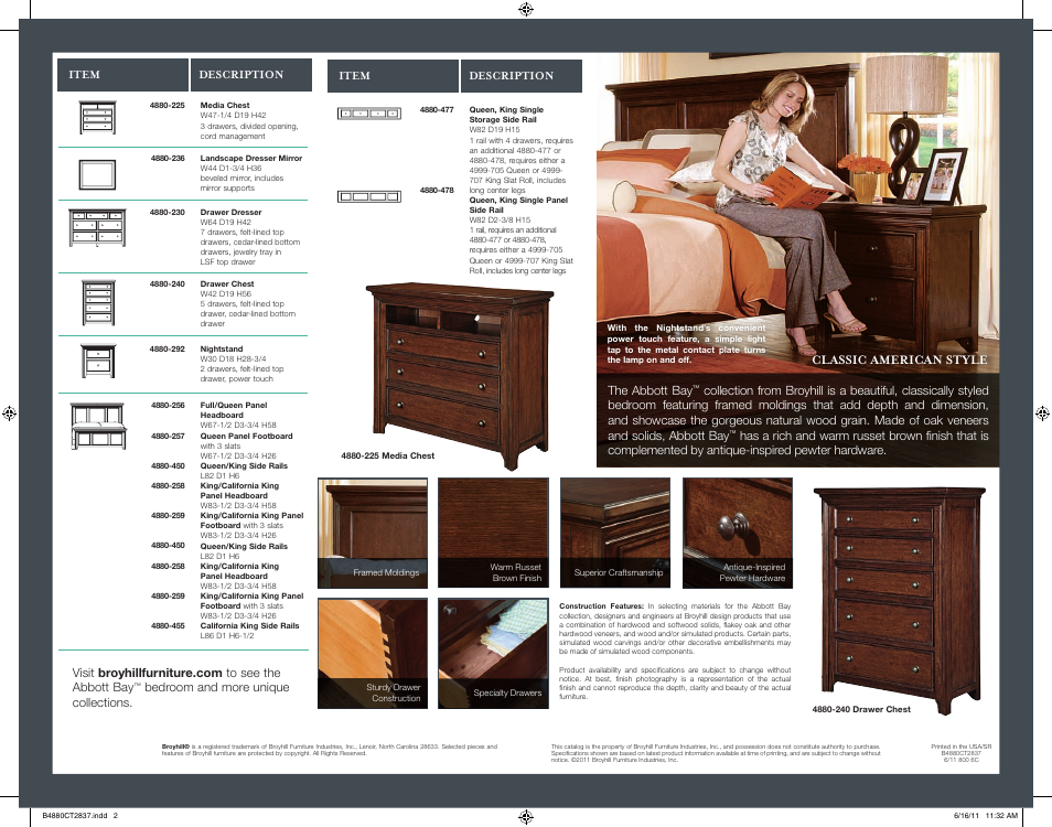 Classic american style | Broyhill ABBOTT BAY LANDSCAPE DRESSER MIRROR Product Details User Manual | Page 2 / 2