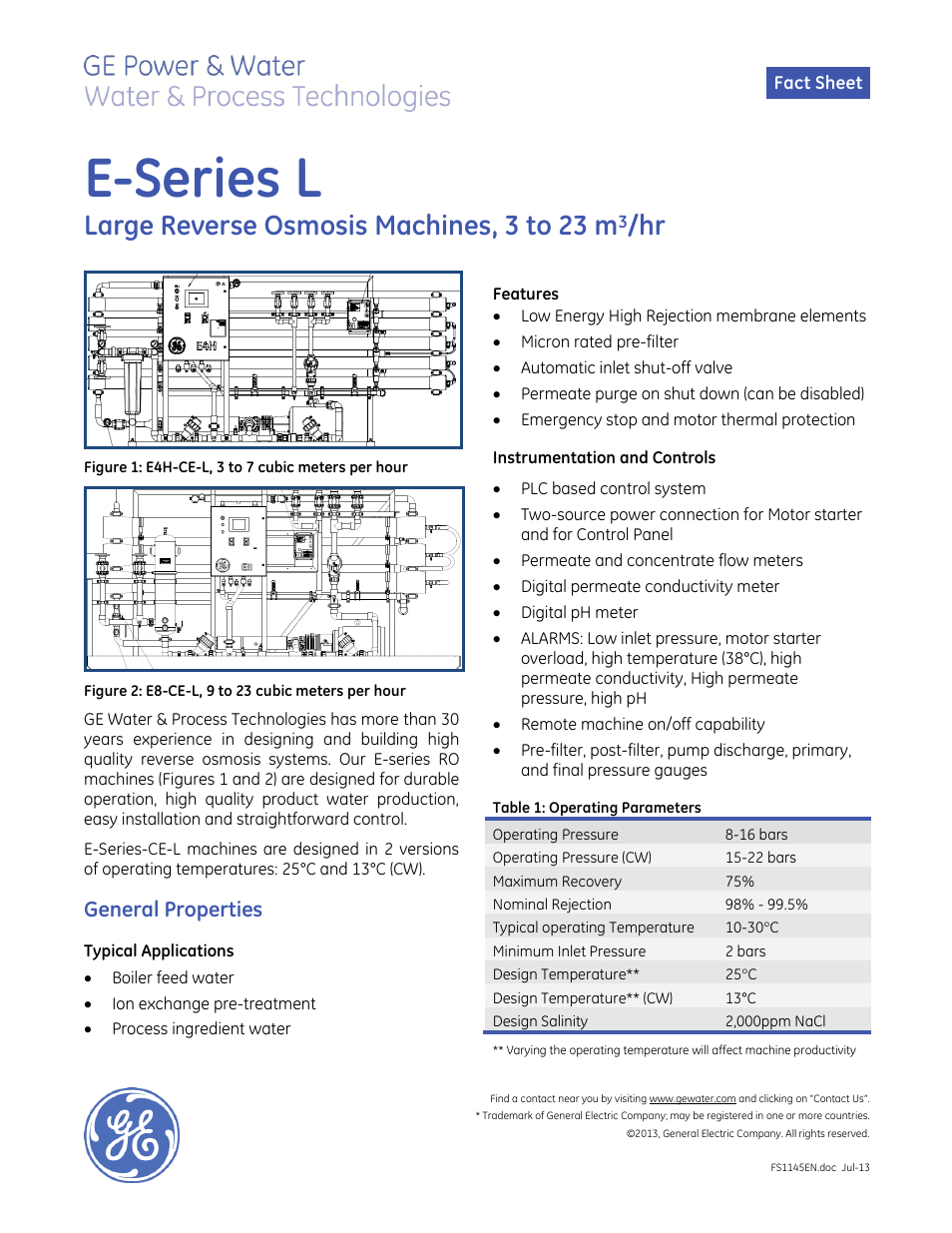 GE P&W E-Series L User Manual | 2 pages