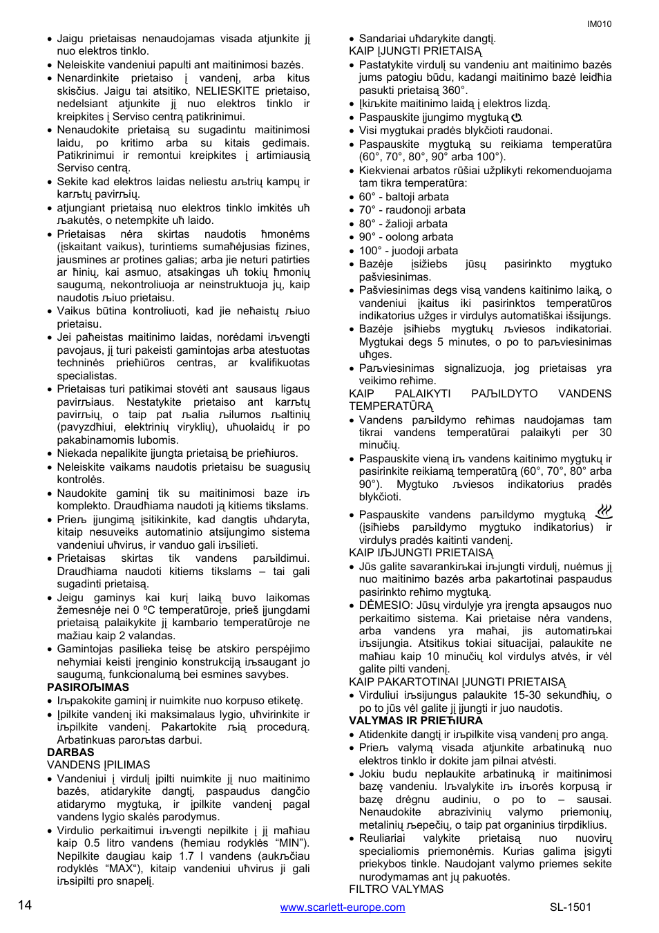 Scarlett SL-1501 User Manual | Page 14 / 18