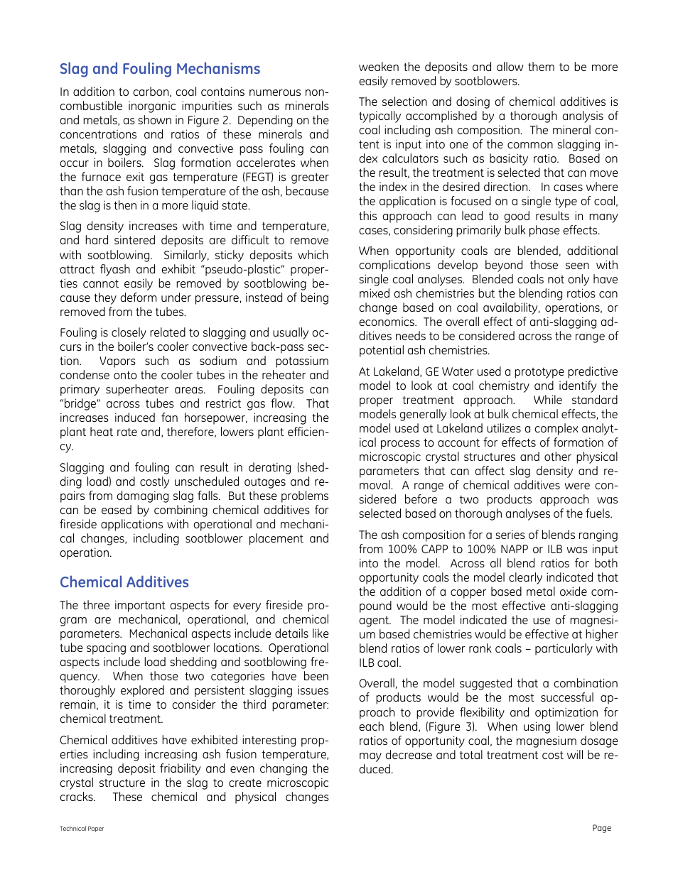 Slag and fouling mechanisms, Chemical additives | GE P&W FuelSolv - Opportunity Coal Slag Control at Lakeland McIntosh Unit #3 User Manual | Page 3 / 10