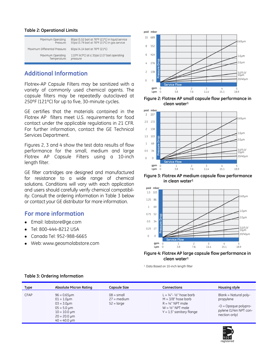 Additional information, For more information | GE P&W Pleated Filters - Flotrex AP Capsule with Polypropylene Microfiber Media, Nominal User Manual | Page 2 / 2
