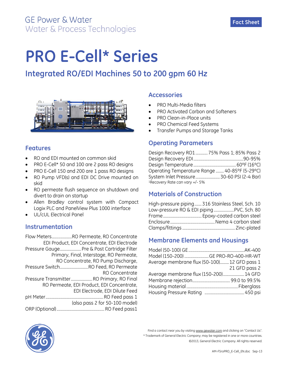 GE P&W PRO E-Cell User Manual | 2 pages