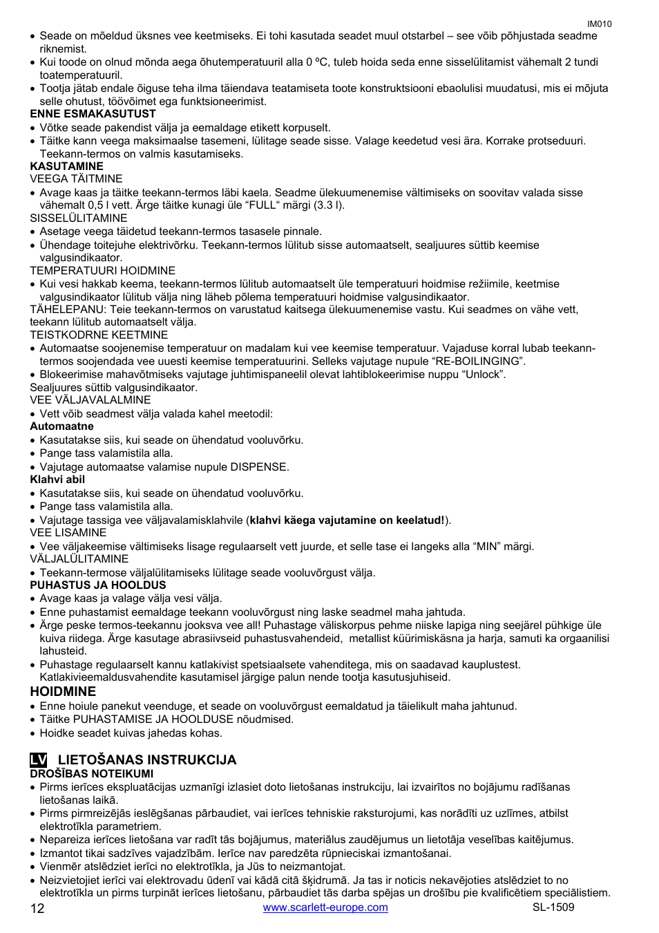 Scarlett SL-1509 User Manual | Page 12 / 18