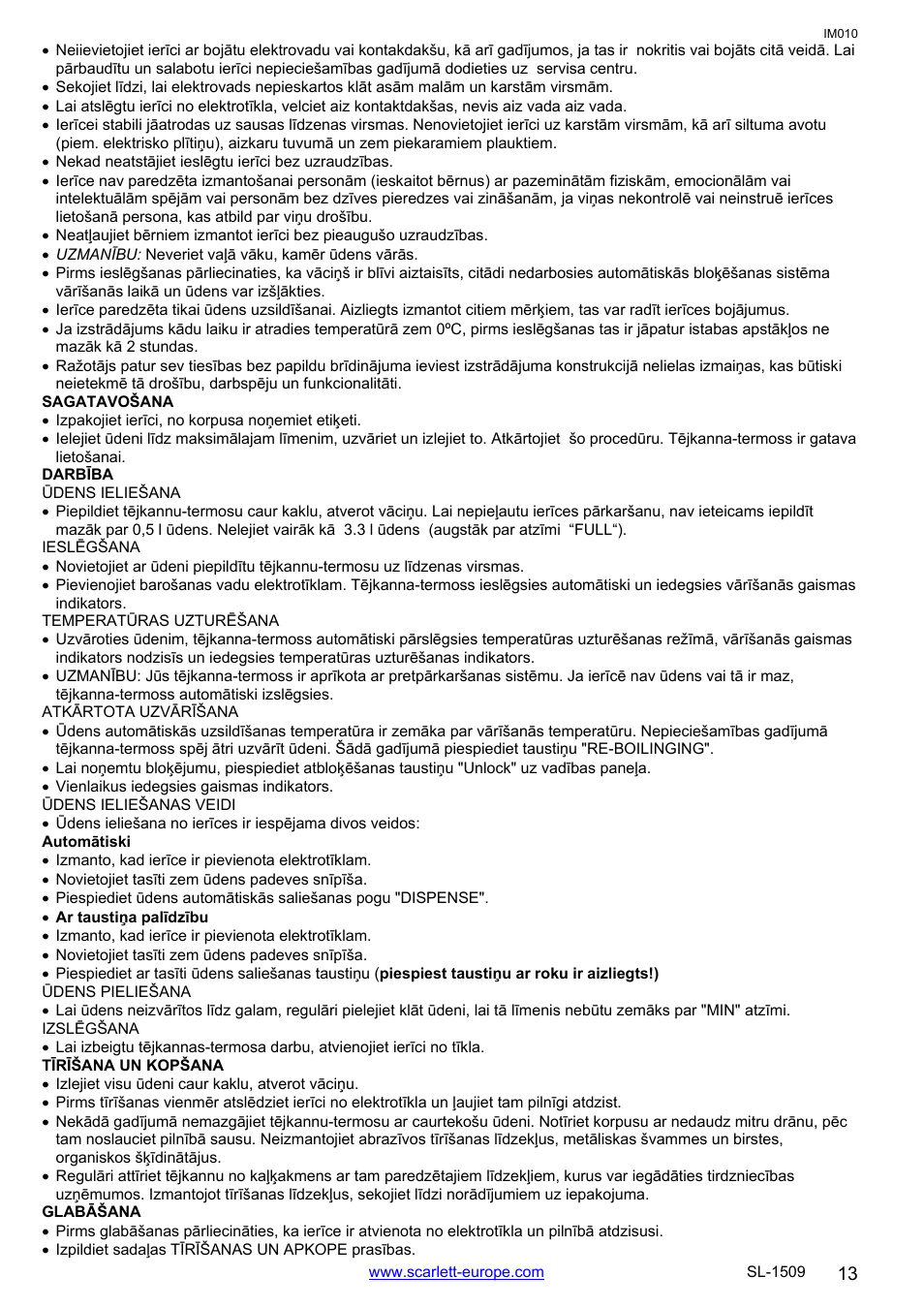 Scarlett SL-1509 User Manual | Page 13 / 18