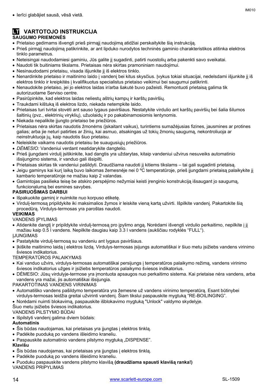 Scarlett SL-1509 User Manual | Page 14 / 18