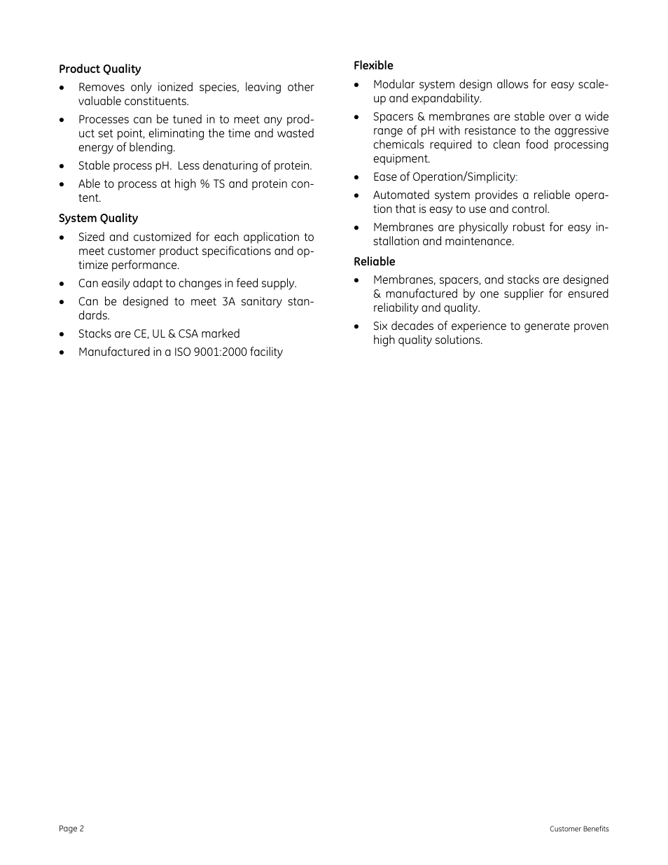 GE P&W Electrodialysis (ED) for Whey Demineralization User Manual | Page 2 / 2