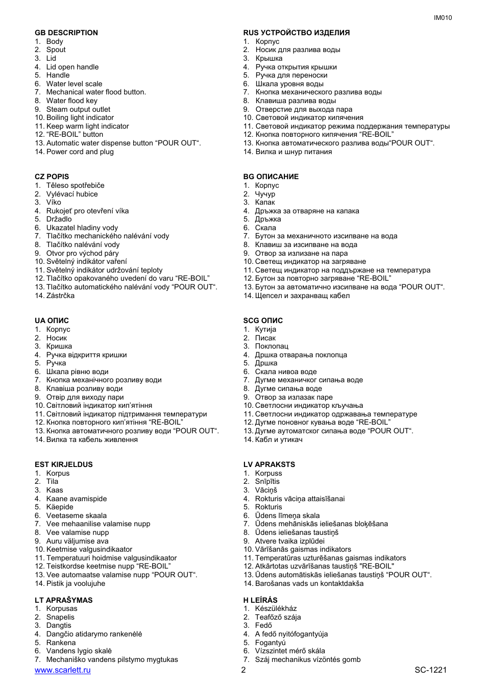 Scarlett SC-1221 User Manual | Page 2 / 17