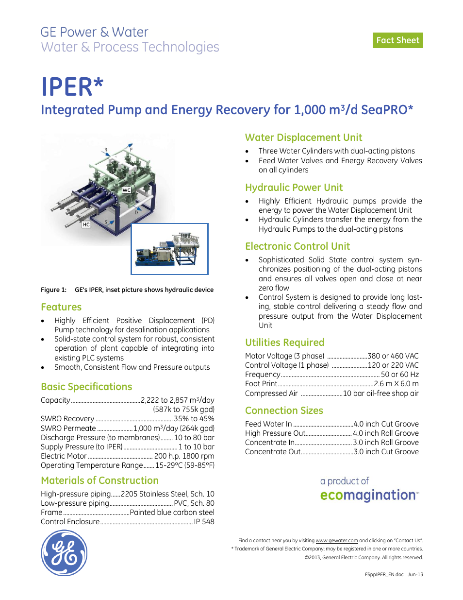 GE P&W IPER Integrated Pump and Energy Recovery User Manual | 2 pages