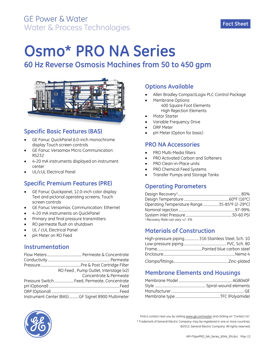 GE P&W PRO NA Series 60 Hz User Manual | 2 pages