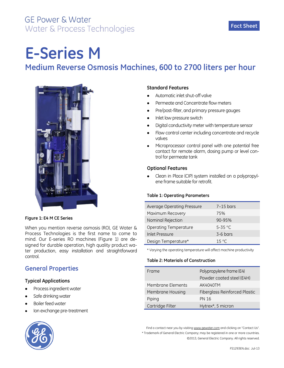GE P&W E-Series M User Manual | 2 pages