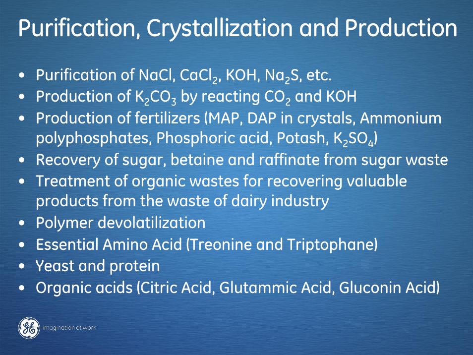 Purification, crystallization and production | GE P&W Pure product concentrators and crystallizers User Manual | Page 5 / 19