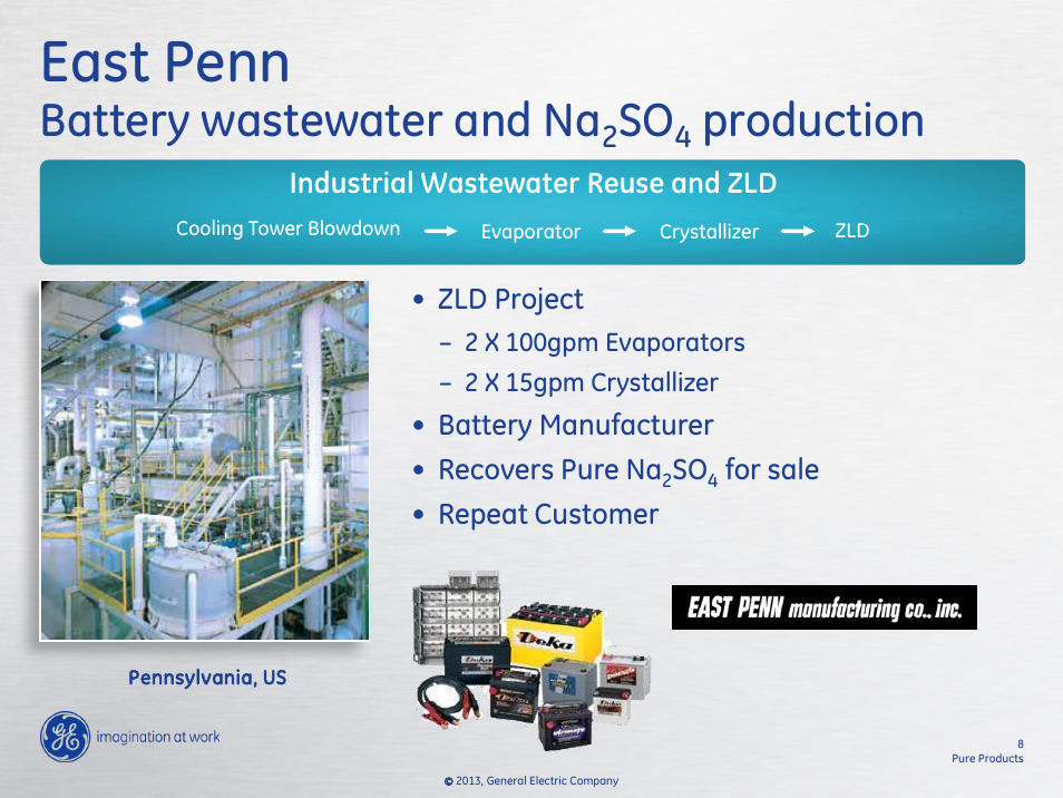 East penn, Battery wastewater and na, Production | GE P&W Pure product concentrators and crystallizers User Manual | Page 8 / 19