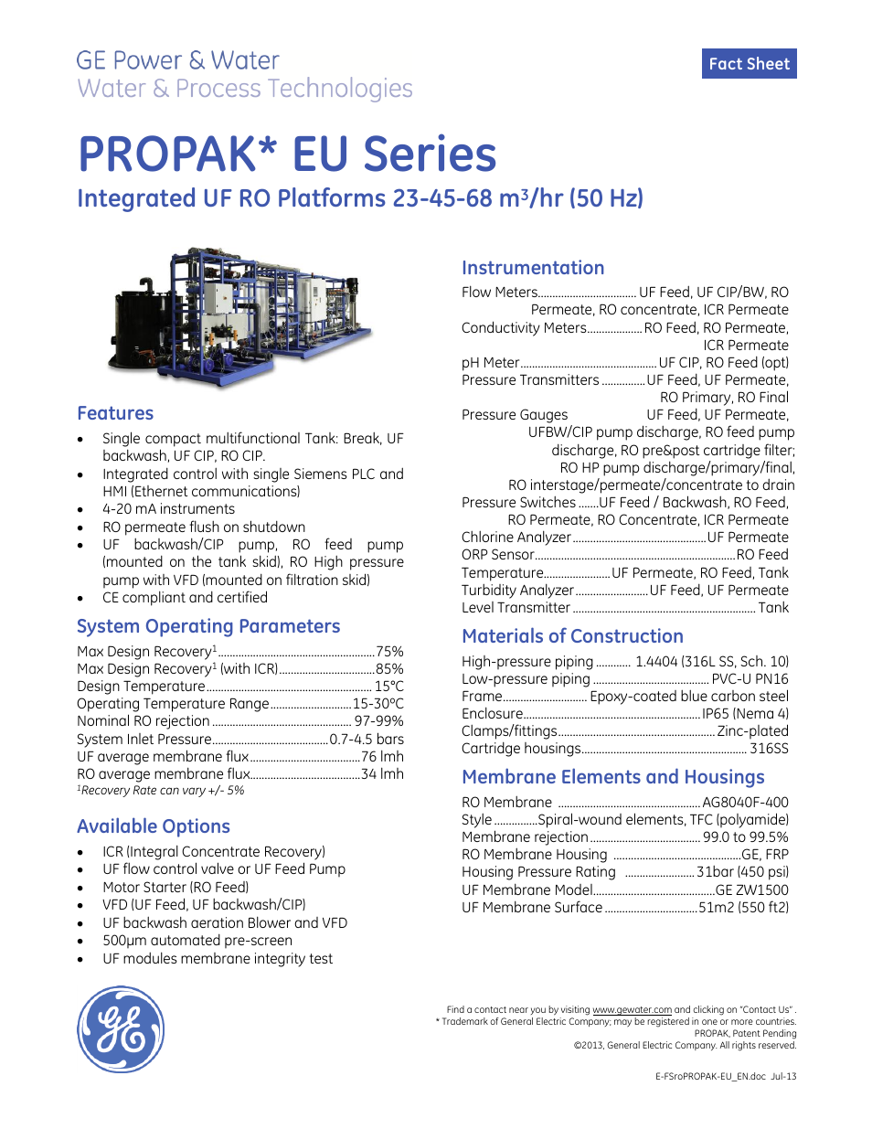 GE P&W PROPAK EU Series User Manual | 2 pages