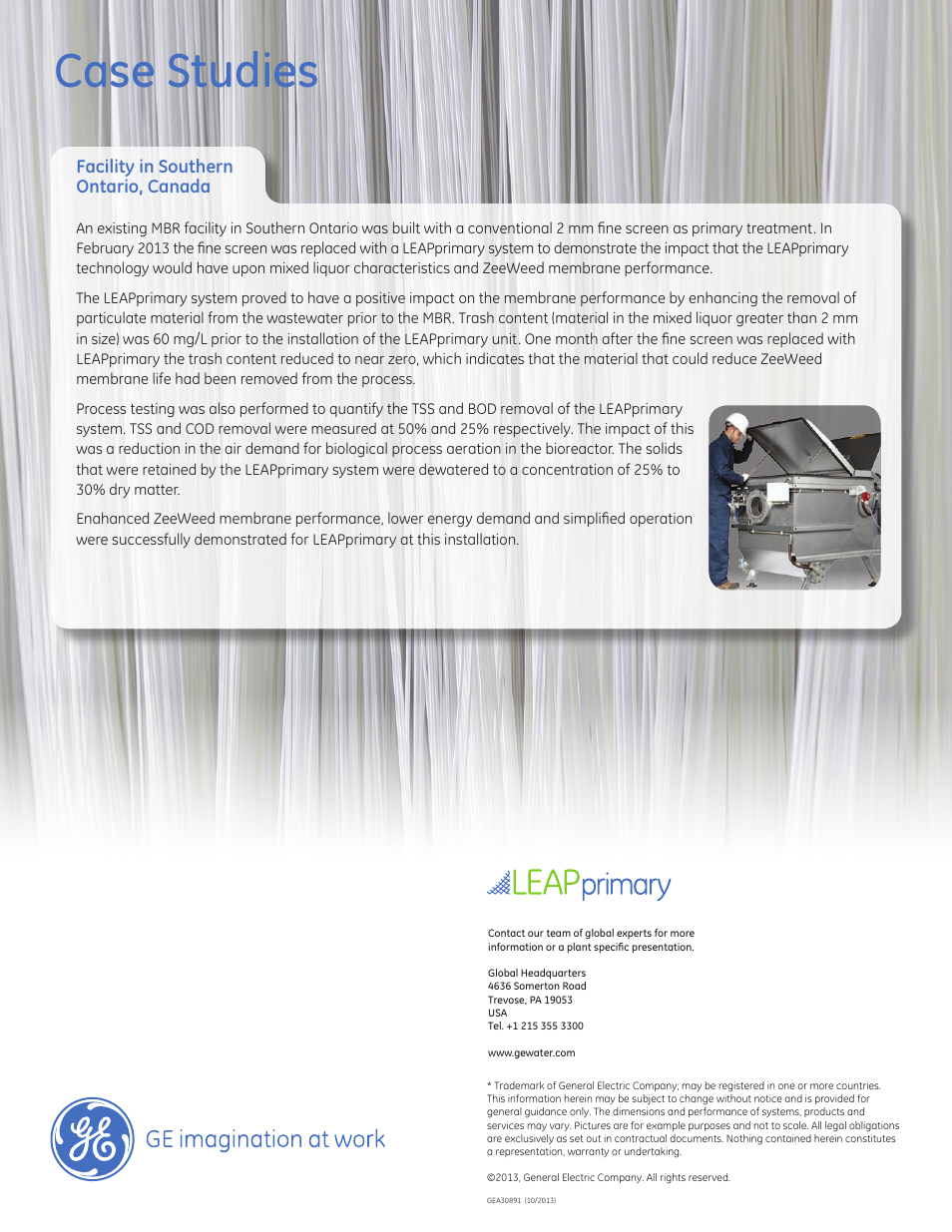 Case studies | GE P&W Membrane Bioreactor (MBR) - LEAPprimary User Manual | Page 3 / 3