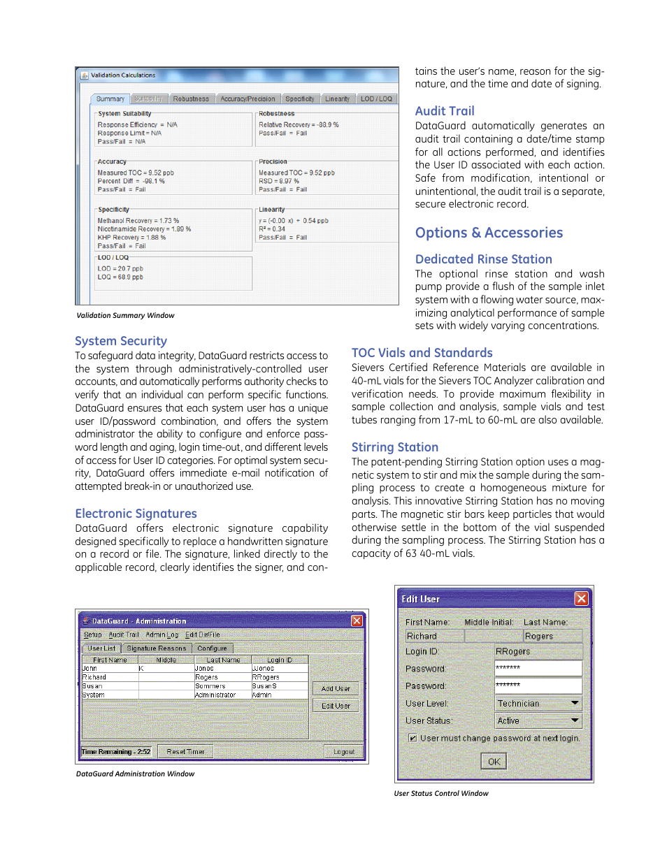 Options & accessories | GE P&W Ultrapure and Drinking Water TOC Analyzers - GE Autosampler, DataPro and DataGuard Software For use with Sievers 900 and 5310 C TOC Analyzers User Manual | Page 3 / 4