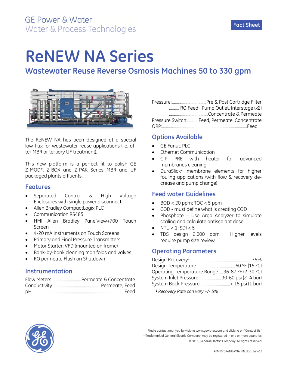 GE P&W Tonkaflo - ReNEW NA Series User Manual | 2 pages