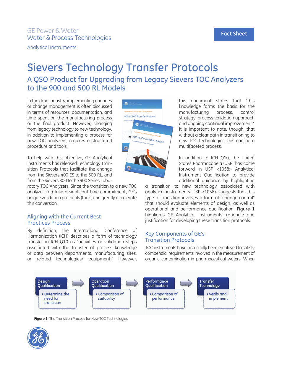 GE P&W Ultrapure and Drinking Water TOC Analyzers - Sievers Technology Transfer Protocols User Manual | 2 pages