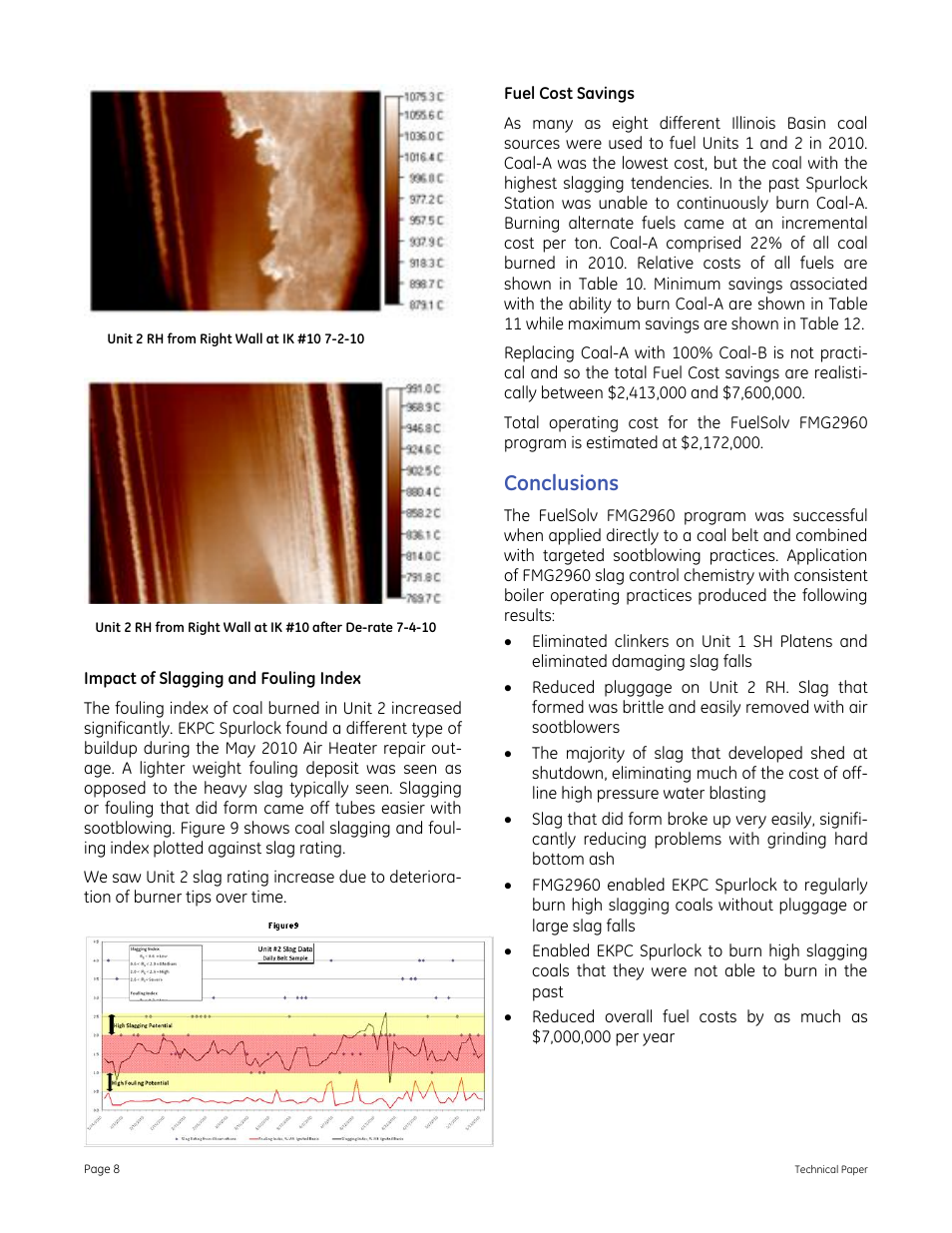 Conclusions | GE P&W FuelSolv - Slag Control Treatment Program at EKPC Spurlock Station User Manual | Page 8 / 9