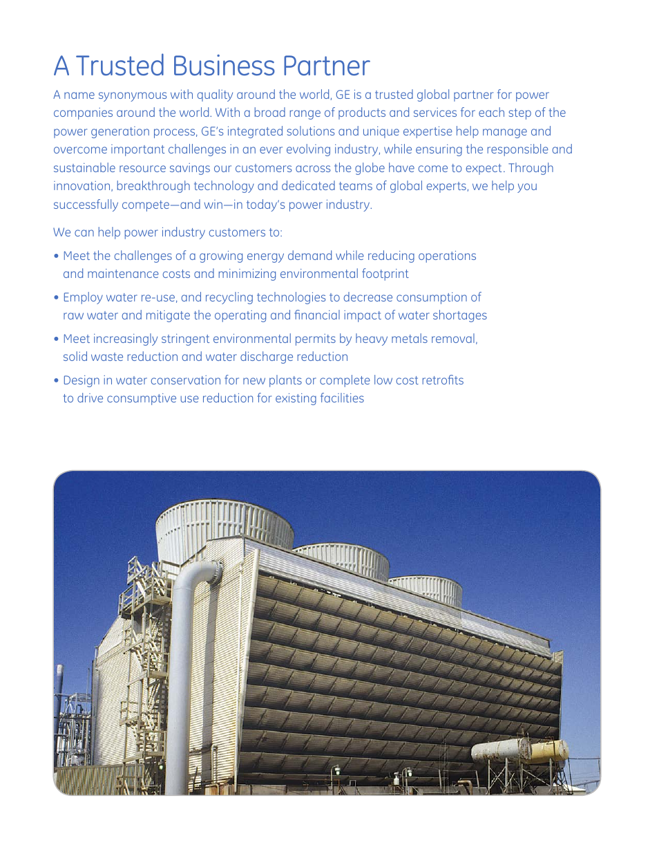 A trusted business partner | GE P&W FuelSolv - Water Treatment Solutions for the Power Industry User Manual | Page 6 / 8
