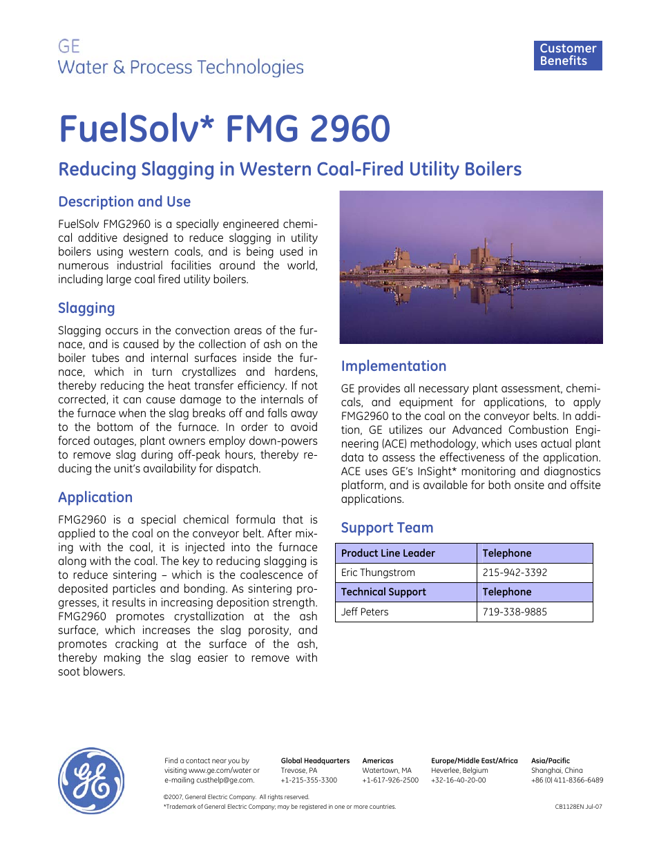 GE P&W FuelSolv FMG2960 -- Reducing Slagging in Western Coal-Fired Utility Boilers User Manual | 1 page